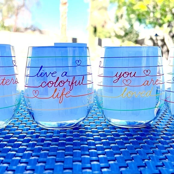 Acrylic Stemless Wine Tumbler 4 Piece Set with Messages of Kindness NWT - Picture 3 of 13